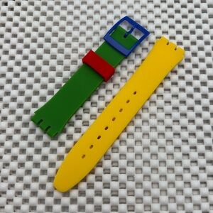 Red and Yellow Watch Band (Strap Only) - fits Swatch Gent model
